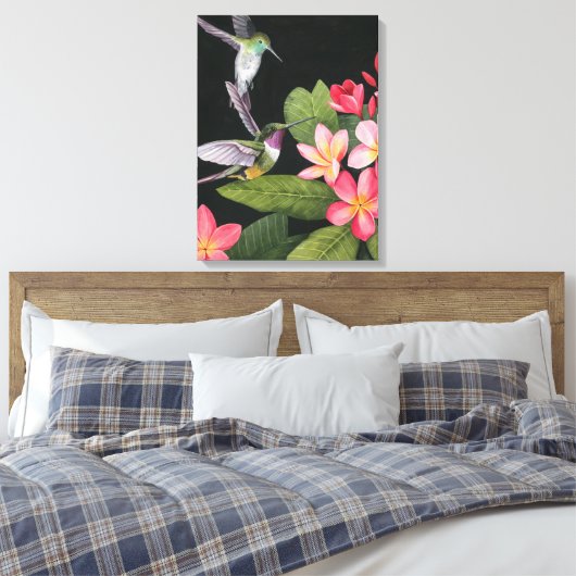 Hummingvögel in der Plumeria Leinwanddruck (Insitu (Schlafzimmer))