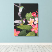 Hummingvögel in der Plumeria Leinwanddruck (Insitu (Holzboden))
