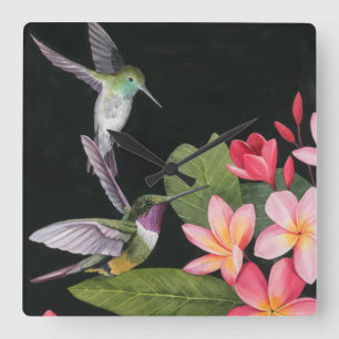 Hummingvögel in der Plumeria Quadratische Wanduhr