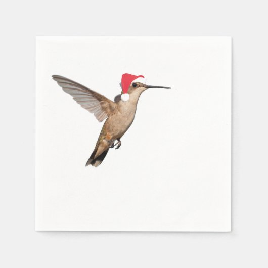 Hummingvogel in der Weihnachtsmannmütze Serviette (Vorderseite)