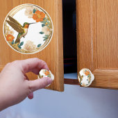 Hummingvogel in einem Circle Floral Frame Keramikknauf