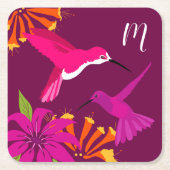 Hummingvögel in Paradis Hübsche Monogramm Rechteckiger Pappuntersetzer (Vorderseite)