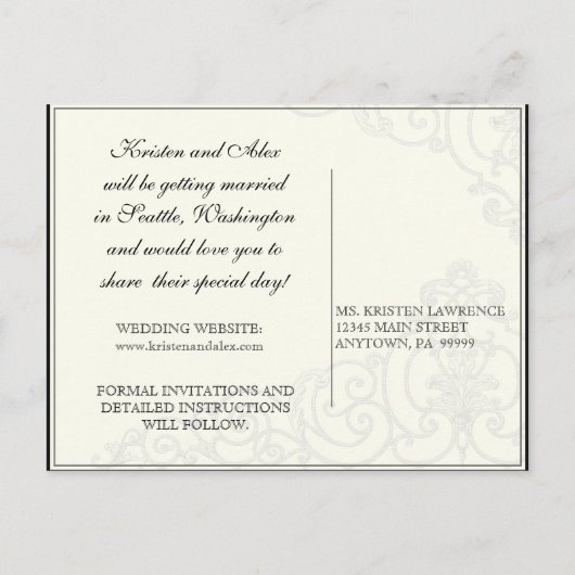 Hummingvögel in Wirbel - Save the Date Postkarte (Rückseite)