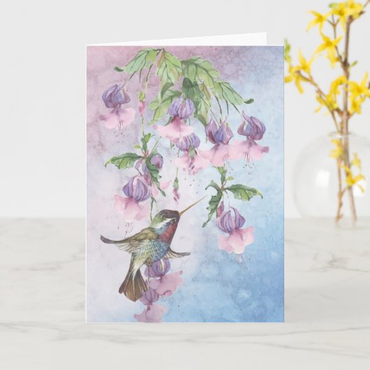 Hummingvogel Karte (Gelbe Blume)