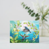 Hummingvögel Landschaftlich Wasserfarbe Natur Kuns Postkarte (Stehend Vorderseite)