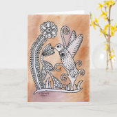 Hummingvogel, mexikanischer Bartenstil Karte (Gelbe Blume)