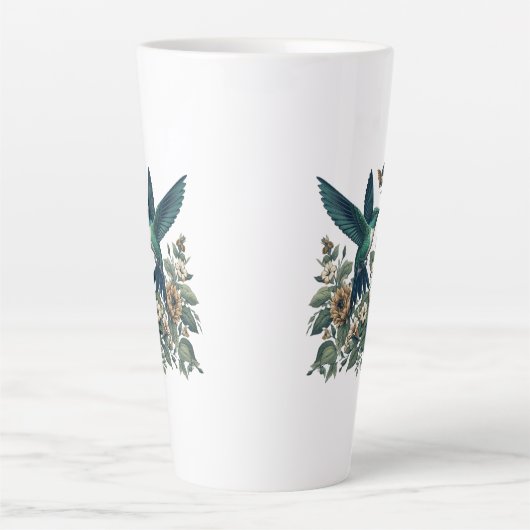 Hummingvogel mit Blume Latte Tasse (Vorderseite)