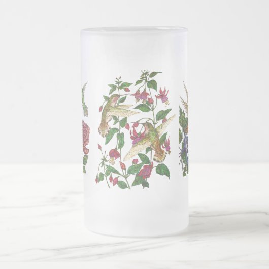 Hummingvögel mit Blume Mattglas Bierglas (Mittel)