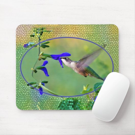 Hummingvogel mit festem Glasrahmen Mousepad (Mit Mouse)