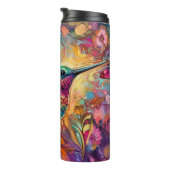 Hummingvogel mit floralem Hintergrund Thermosbecher (Nach rechts gedreht)