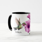 Hummingvogel mit Lila Blume Tasse (Vorderseite Links)