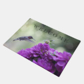 Hummingvogel mit lila Dahlien Fußmatte (Schrägansicht)