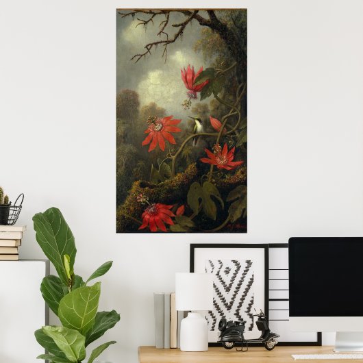 Hummingvogel mit Passion-Blume Poster (Heimbüro)