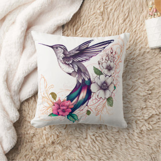 Hummingvogel mit rosa Blume Keuchkissen Kissen