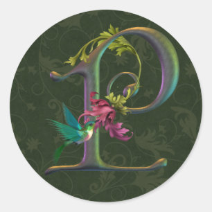 Hummingvogel Monogramm P Runder Aufkleber