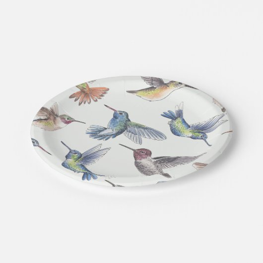 Hummingvögel Pappteller (Schrägansicht)