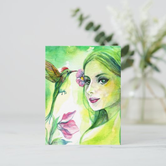 Hummingvogel Postkarte (Stehend Vorderseite)