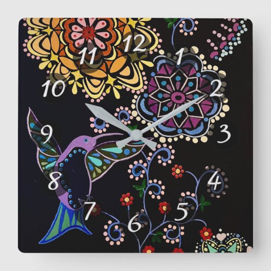 Hummingvogel Quadratische Wanduhr (Vorderseite)