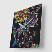 Hummingvogel Quadratische Wanduhr (Winkel)