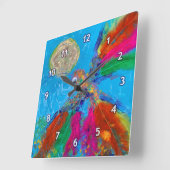 Hummingvogel Quadratische Wanduhr (Winkel)