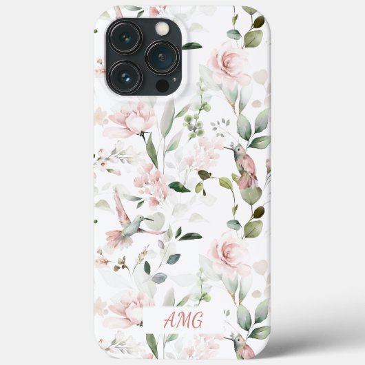 Hummingvogel, Rosen mit rosa Rosen, Grünflächen Case-Mate iPhone Hülle (Rückseite)