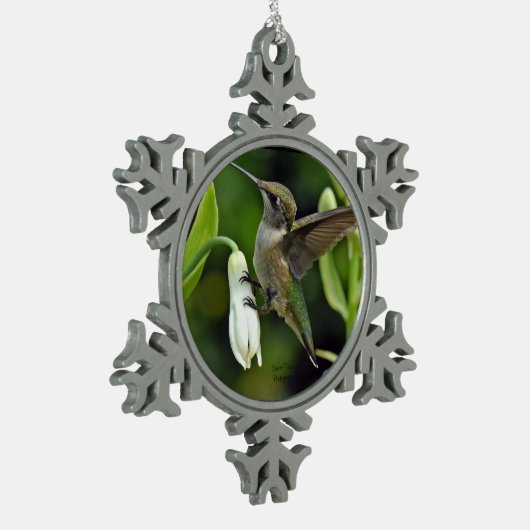Hummingvogel Schneeflocken Zinn-Ornament (Links)