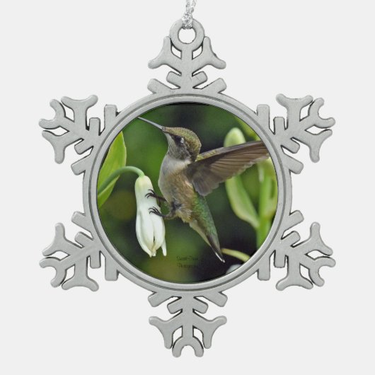 Hummingvogel Schneeflocken Zinn-Ornament (Vorderseite)