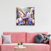 Hummingvogel stürzt in eine Iris Leinwanddruck (Insitu (Wohnzimmer))