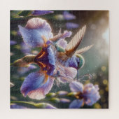 Hummingvogel stürzt in eine Iris Puzzle (Horizontal)