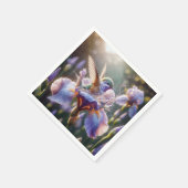 Hummingvogel stürzt in eine Iris Serviette (Ecke)