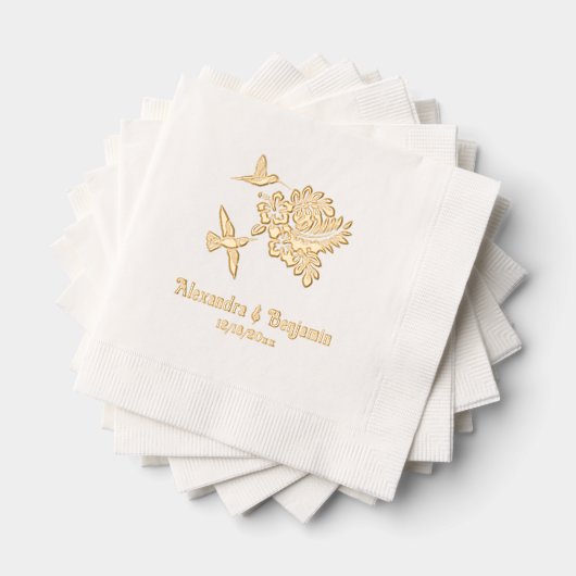 Hummingvögel & tropische Hibisken Name Datum Servietten Mit Folie (Insitu (Gestapelt))