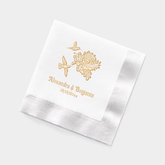 Hummingvögel & tropische Hibisken Name Datum Servietten Mit Folie (Links)