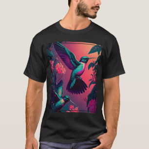 Hummingvögel Tropische Vögel im Flug Vaporwave Fu T-Shirt