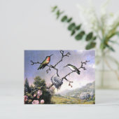 Hummingvögel und Apfelblüten Postkarte (Stehend Vorderseite)