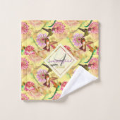 Hummingvögel und Astrantia Monogramm Aquarell Badhandtuch Set (Waschlappen)