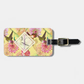 Hummingvögel und Astrantia Monogramm Aquarell Gepäckanhänger (Vorderseite horizontal)