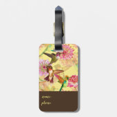 Hummingvögel und Astrantia Monogramm Aquarell Gepäckanhänger (Rückseite vertikal)