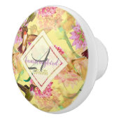 Hummingvögel und Astrantia Monogramm Aquarell Keramikknauf (Rechts)