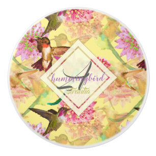 Hummingvögel und Astrantia Monogramm Wasserfarbe Keramikknauf