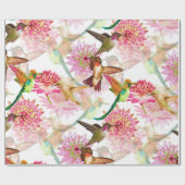 Hummingvögel und Astrantia Wasserfarbe Geschenkpapier (Flach)