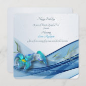 Hummingvogel und Blaue Welle Einladung zum Geburts (Vorne/Hinten)