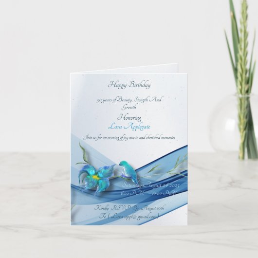 Hummingvogel und Blaue Welle Einladung zum Geburts (Vorderseite)