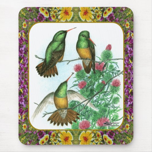 Hummingvögel und Blume #1 Mousepad (Vorne)