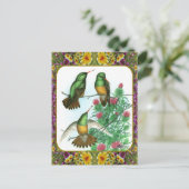Hummingvögel und Blume #1 Postkarte (Stehend Vorderseite)