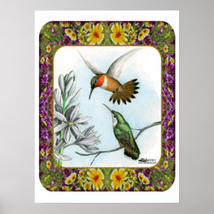 Hummingvögel und Blume #2 Poster