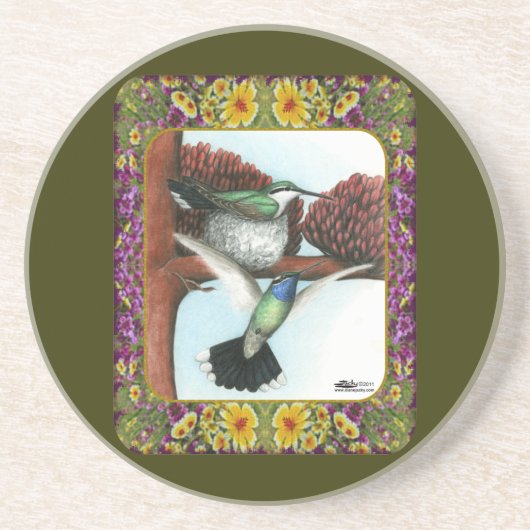 Hummingvögel und Blume #3 Getränkeuntersetzer (Vorne)