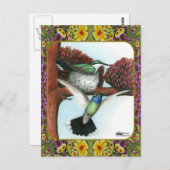 Hummingvögel und Blume #3 Postkarte (Vorne/Hinten)