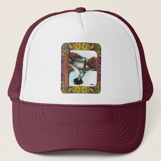 Hummingvögel und Blume #3 Truckerkappe (Vorderseite)