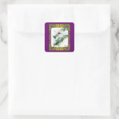 Hummingvögel und Blume #4 Quadratischer Aufkleber (Tasche)