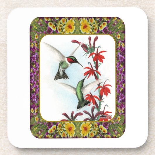 Hummingvögel und Blume #5 Getränkeuntersetzer (Vorderseite)